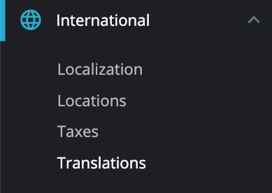 Translations section in the menu